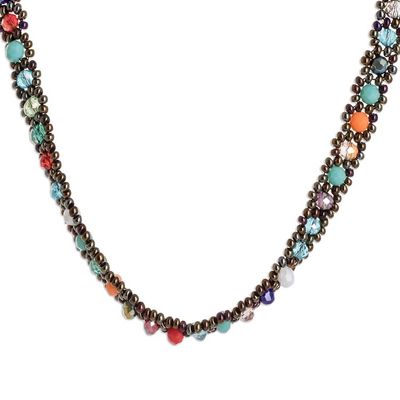 Alternate image for Crystal and Glass Beaded Necklace Handmade in Guatemala Magical Subtlety