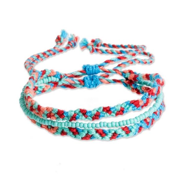 Alternate image for Artisan Crafted Glass Beaded Macrame Bracelet Colorful Fiesta