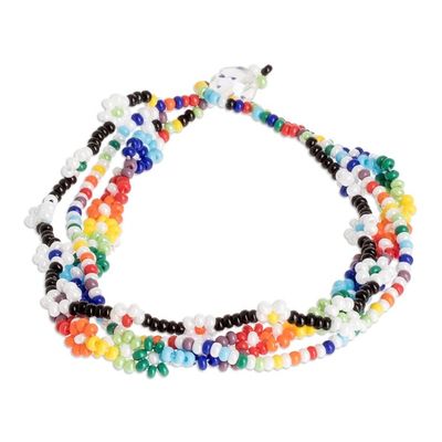 Alternate image for Floral Glass Bead Multi-Strand Bracelet from Guatemala Glass Garden