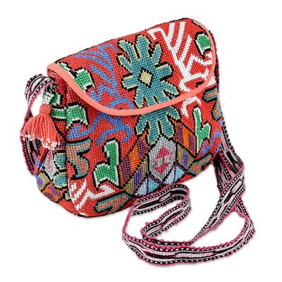 Alternate image for Floral Leaf Suzani Hand-Embroidered Cotton Blend Sling Bag Trendy Allure