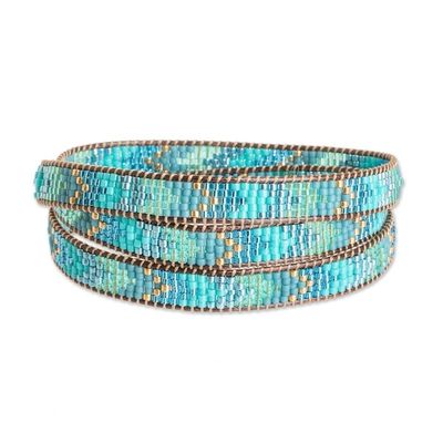 Alternate image for Handcrafted Glass Beaded Wrap Bracelet with Arrow Motifs Geometric Renovation