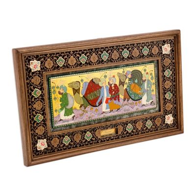 Alternate image for Folk Scene in Traditional Uzbek Lacquer Miniature Art Style Caravan III