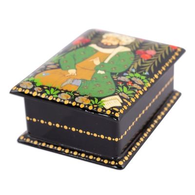 Alternate image for Handmade Black Walnut Wood Jewelry Box with Farmer in Green Thriving Harvest