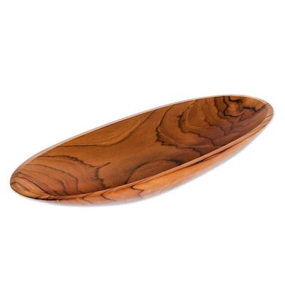 Alternate image for Handcrafted Teak Wood Centerpiece from Costa Rica Beautiful Grain