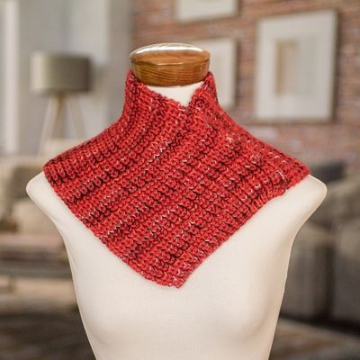 Alternate image for Red with Black Accents Knitted Neck Warmer from Costa Rica Red Warmth