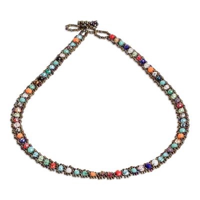 Alternate image for Crystal and Glass Beaded Necklace Handmade in Guatemala Magical Subtlety