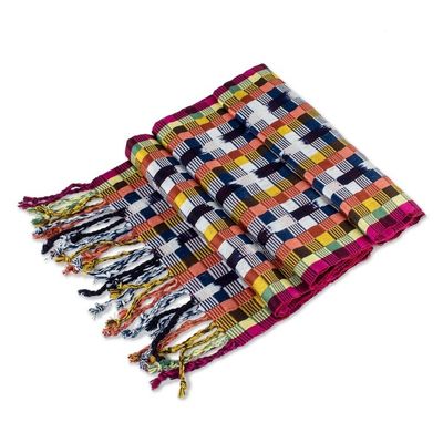 Alternate image for Backstrap Handwoven Colorful Cotton Scarf from Guatemala Happy Gumdrops