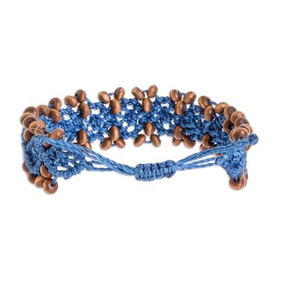 Alternate image for Ocean Blue Macrame Bracelet with Pinewood Beads Boats on Ocean