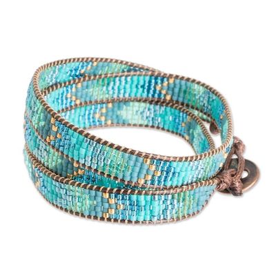 Alternate image for Handcrafted Glass Beaded Wrap Bracelet with Arrow Motifs Geometric Renovation