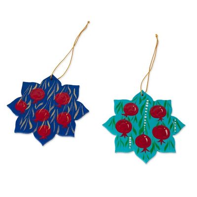 Alternate image for 2 Lacquered Wood Star Ornaments Hand-Crafted in Uzbekistan Stunning Stars