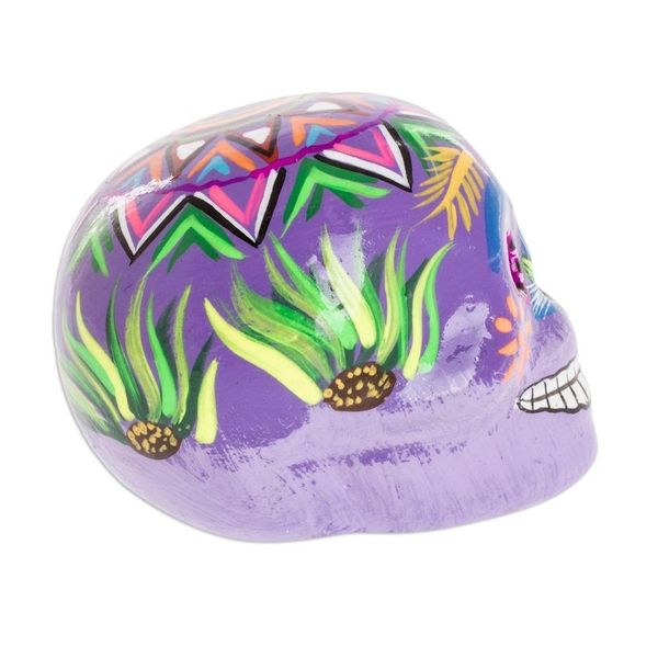 Alternate image for Handcrafted Multicolored Ceramic Figurine Festive Skull