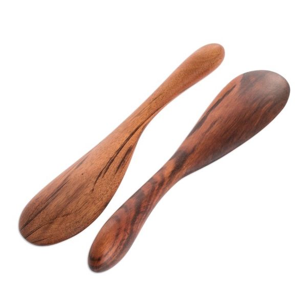 Alternate image for Unique Wood Serving Utensils Pair Maya Cuisine