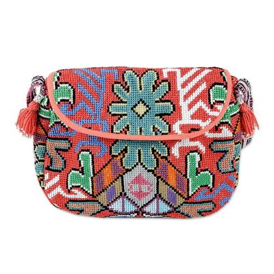 Alternate image for Floral Leaf Suzani Hand-Embroidered Cotton Blend Sling Bag Trendy Allure