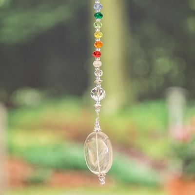 Alternate image for Rainbow Crystal and Glass Beaded Suncatcher from Guatemala Rainbow Whispers