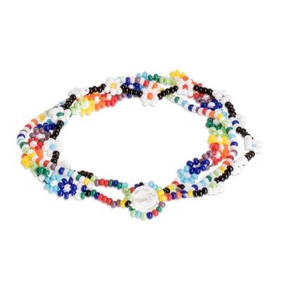 Alternate image for Floral Glass Bead Multi-Strand Bracelet from Guatemala Glass Garden