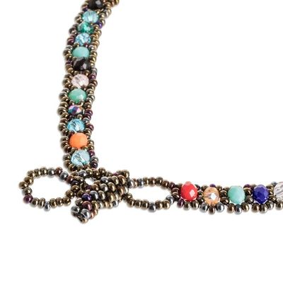 Alternate image for Crystal and Glass Beaded Necklace Handmade in Guatemala Magical Subtlety