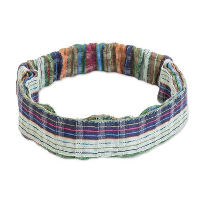 Alternate image for Colorful Striped Cotton Headband Hand-Woven in Guatemala Subtlety