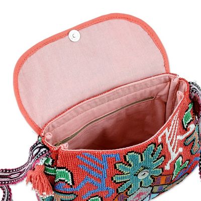 Alternate image for Floral Leaf Suzani Hand-Embroidered Cotton Blend Sling Bag Trendy Allure