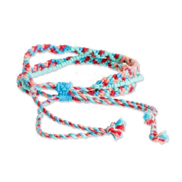 Alternate image for Artisan Crafted Glass Beaded Macrame Bracelet Colorful Fiesta