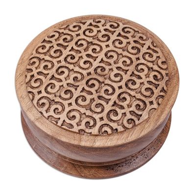 Alternate image for Traditional Hand-Carved Patterned Walnut Wood Jewelry Box Palace Homage