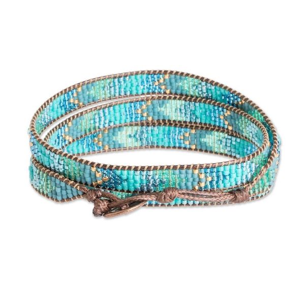 Alternate image for Handcrafted Glass Beaded Wrap Bracelet with Arrow Motifs Geometric Renovation