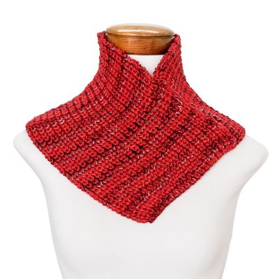Alternate image for Red with Black Accents Knitted Neck Warmer from Costa Rica Red Warmth