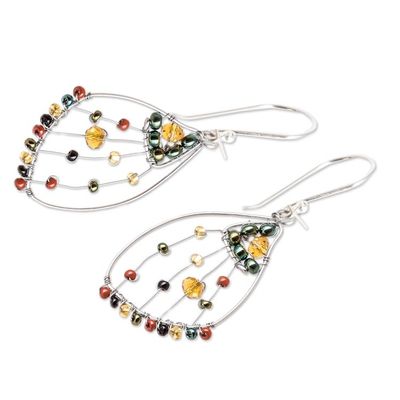 Alternate image for Handmade Crystal Glass Beaded Butterfly Wing Dangle Earrings Earthy Wings of Freedom