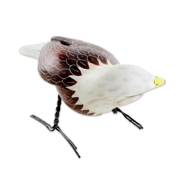 Alternate image for Hand Sculpted, Hand Painted Ceramic Bald Eagle Figurine Inquisitive Bald Eagle