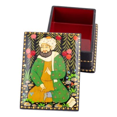 Alternate image for Handmade Black Walnut Wood Jewelry Box with Farmer in Green Thriving Harvest