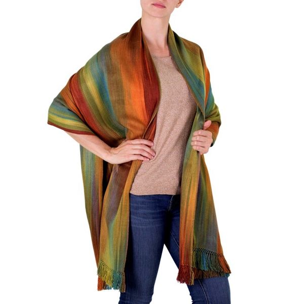 Alternate image for Guatemalan Rayon Shawl Natures Ethereal Inspiration