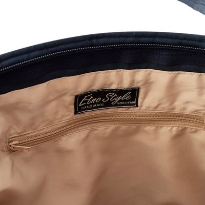 Alternate image for Blue-Toned Patchwork Ikat Tote Bag Crafted in Uzbekistan Blue Traditions