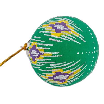 Alternate image for Hand-Painted Traditional Round Green Ceramic Ornament Green Folktales