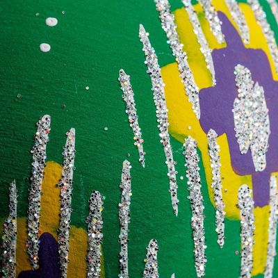 Alternate image for Hand-Painted Traditional Round Green Ceramic Ornament Green Folktales