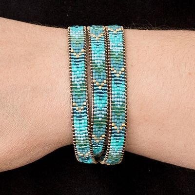 Alternate image for Handcrafted Glass Beaded Wrap Bracelet with Arrow Motifs Geometric Renovation