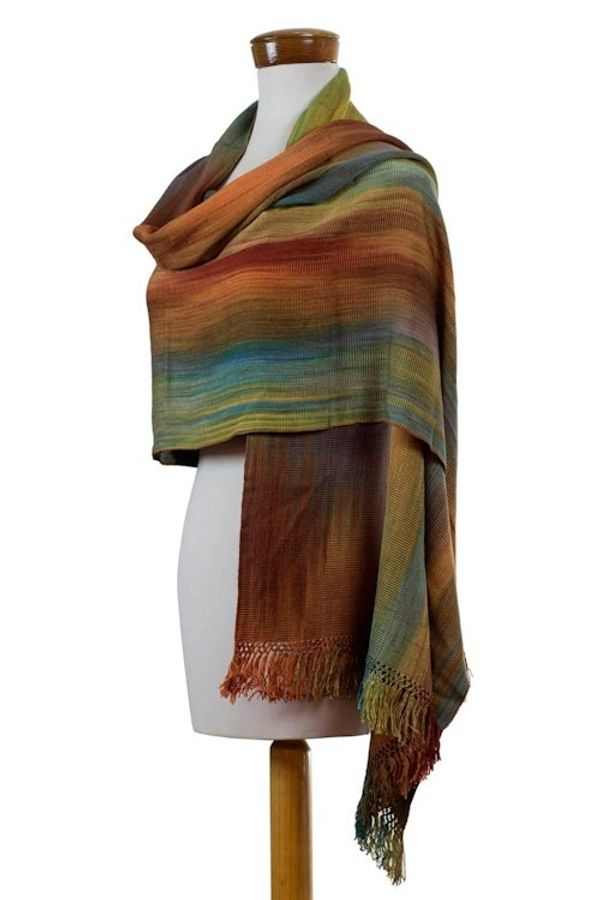 Alternate image for Guatemalan Rayon Shawl Natures Ethereal Inspiration