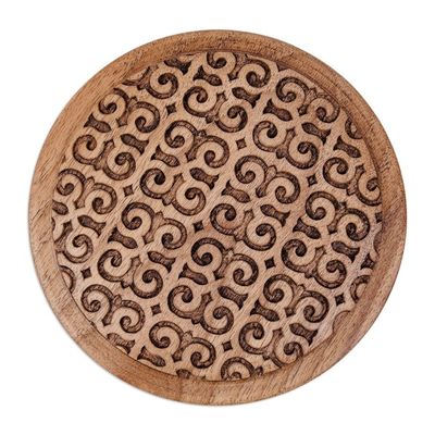 Alternate image for Traditional Hand-Carved Patterned Walnut Wood Jewelry Box Palace Homage