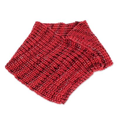 Alternate image for Red with Black Accents Knitted Neck Warmer from Costa Rica Red Warmth
