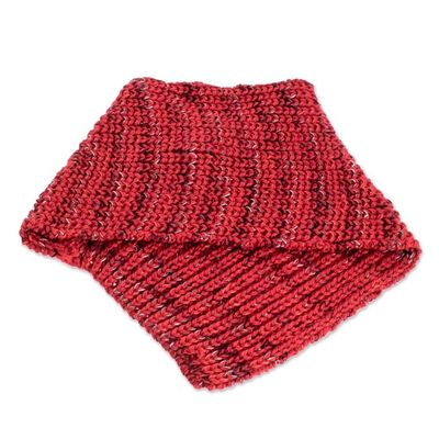 Alternate image for Red with Black Accents Knitted Neck Warmer from Costa Rica Red Warmth