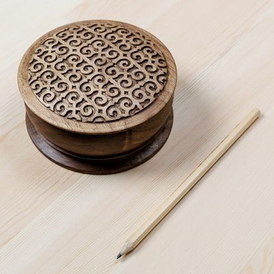 Alternate image for Traditional Hand-Carved Patterned Walnut Wood Jewelry Box Palace Homage