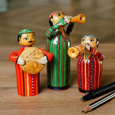 Alternate image for Set of Three Hand-Painted Wood Musician Figurines Gallant Ensemble