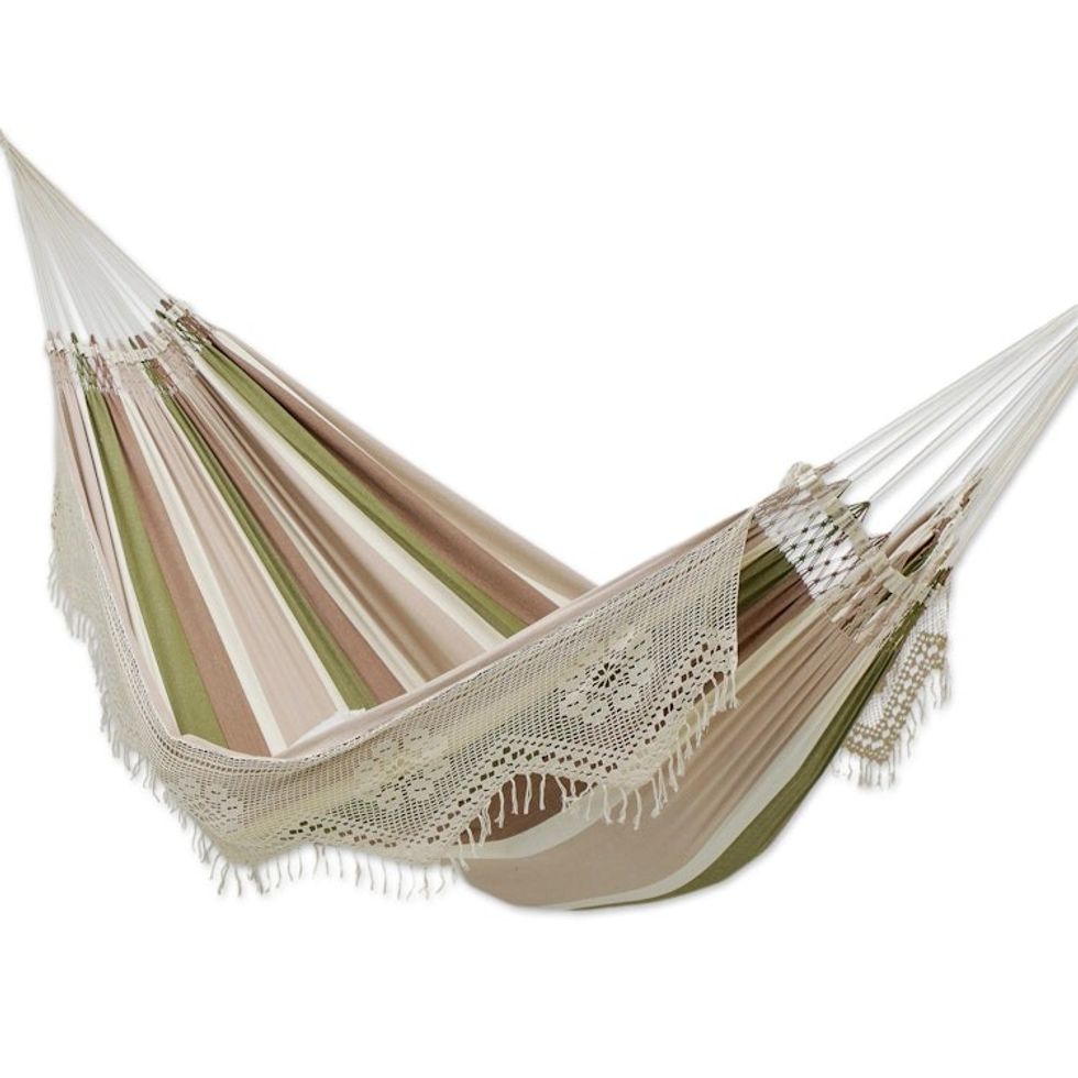 Striped Cotton Hammock in Earth Tones Double 'Isle of Palms'