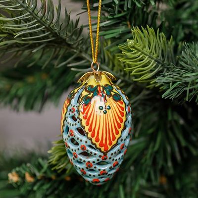 Alternate image for Hand-Painted Traditional Pinecone Ceramic Ornament Cathedral Pinecone