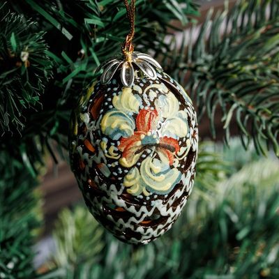 Alternate image for Hand-Painted Traditional Floral Pinecone Ceramic Ornament Kingdoms Pinecone