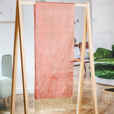 Alternate image for Handwoven Striped Pink Silk Shawl with Fringes Dulcet of the Desert