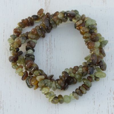 Alternate image for Green Garnet Beaded Stretch Bracelets Set of 3 Garnet Glory in Green