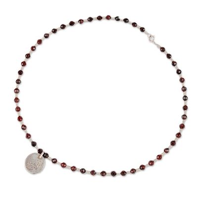 Alternate image for Bukhara Emirate Coin and Garnet Choker Pendant Necklace Passion from the Road