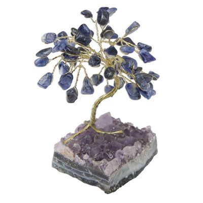 Alternate image for Sodalite and Amethyst Gemstone Tree Sculpture from Brazil Little Tree