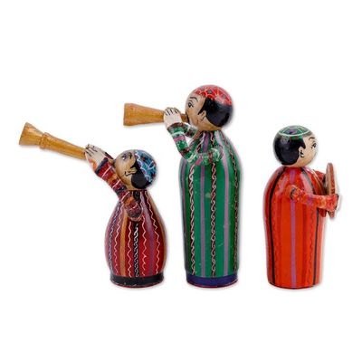 Alternate image for Set of Three Hand-Painted Wood Musician Figurines Gallant Ensemble