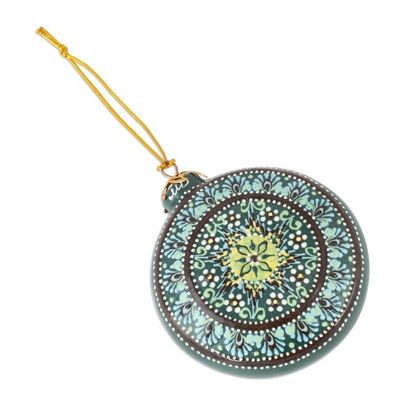 Alternate image for Green Glazed Ceramic Floral Ornament Made  Painted by Hand Winter Flower