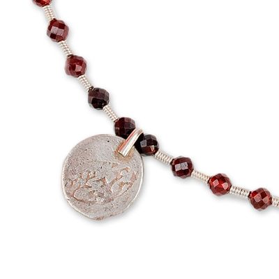 Alternate image for Bukhara Emirate Coin and Garnet Choker Pendant Necklace Passion from the Road